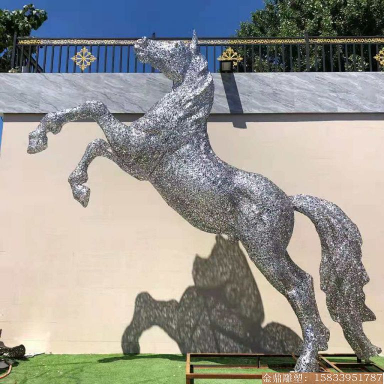 不锈钢镂空马雕塑 动物马 编制工艺