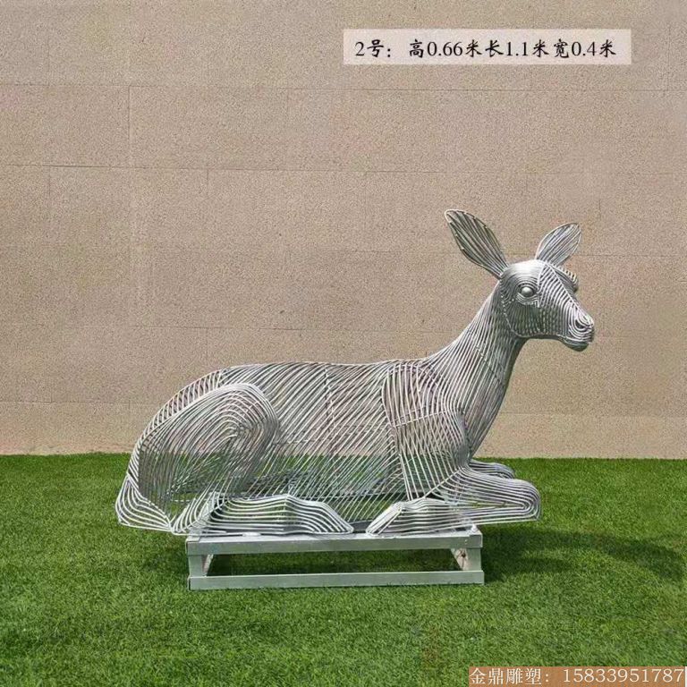 房地产小鹿雕塑工艺品 不锈钢镂空鹿1