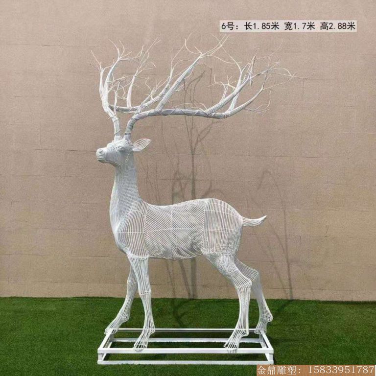 房地产小鹿雕塑工艺品 不锈钢镂空鹿6