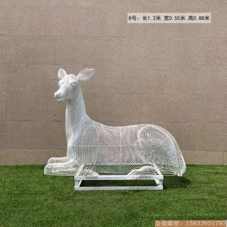 房地产小鹿雕塑工艺品 不锈钢镂空鹿8