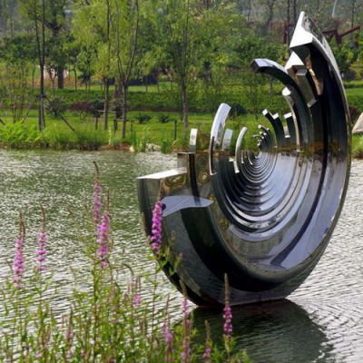 不锈钢材质的水景雕塑 水池景观雕塑
